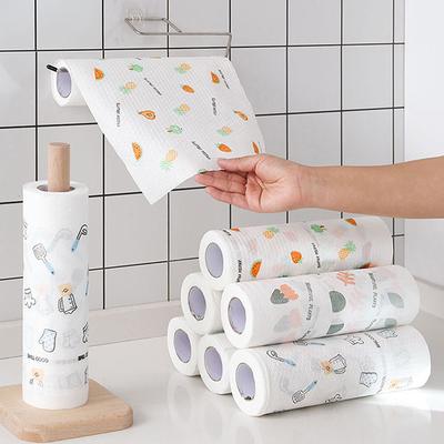 1 rouleau de chiffon paresseux réutilisable, serviette de cuisine, torchon biologique, motif aléatoire
