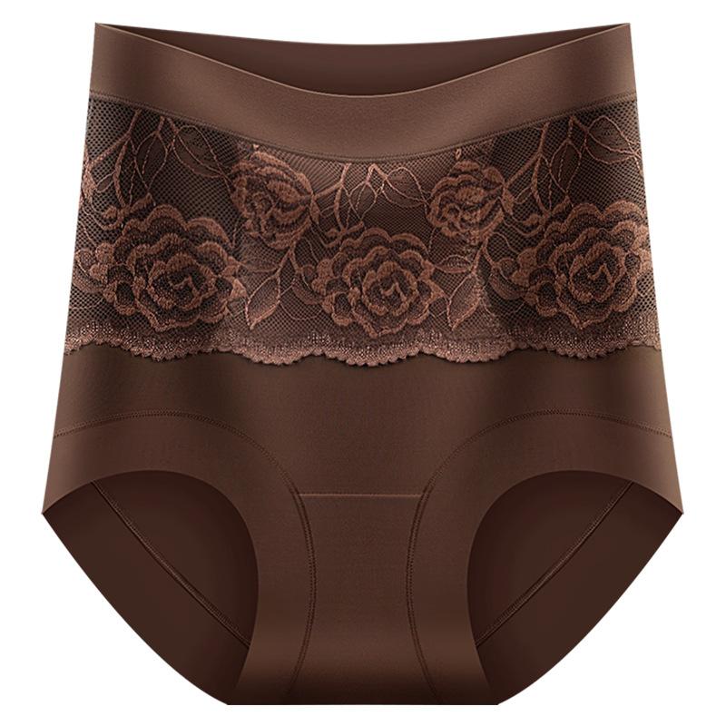 Women's Summer New Sexy Rose Fragrance 10A Antibacterial High Waist Belly Ice Silk No Trace Breathable Briefs