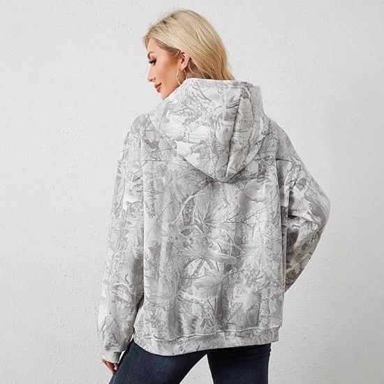 2025 Autumn/Winter Women's Casual Printed Drop Shoulder Hoodie with Pocket