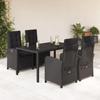 VidaXL Garden Dining Set with Cushions 5 Pcs, Table and Chairs with Adjustable Backrest, Outdoor Patio Furniture 3212206