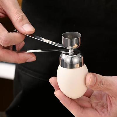 1/2Pcs Stainless Steel Eggshell Cracker Tool Easy Egg Breaking Gadget Opener Separator Kitchen Egg Topper for Custards Puddings Cakes