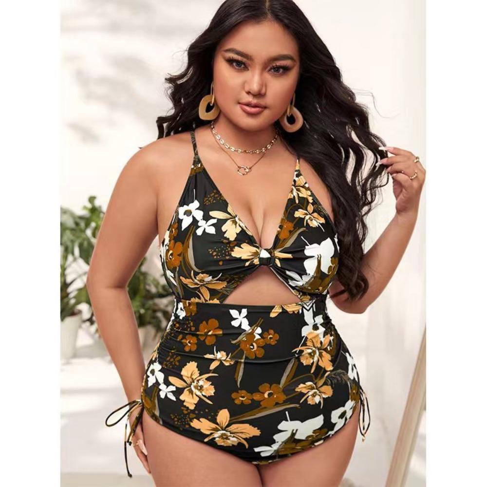 European and American Sexy Large-size Floral Tight-fitting One-piece Swimsuit Bikini Swimsuit