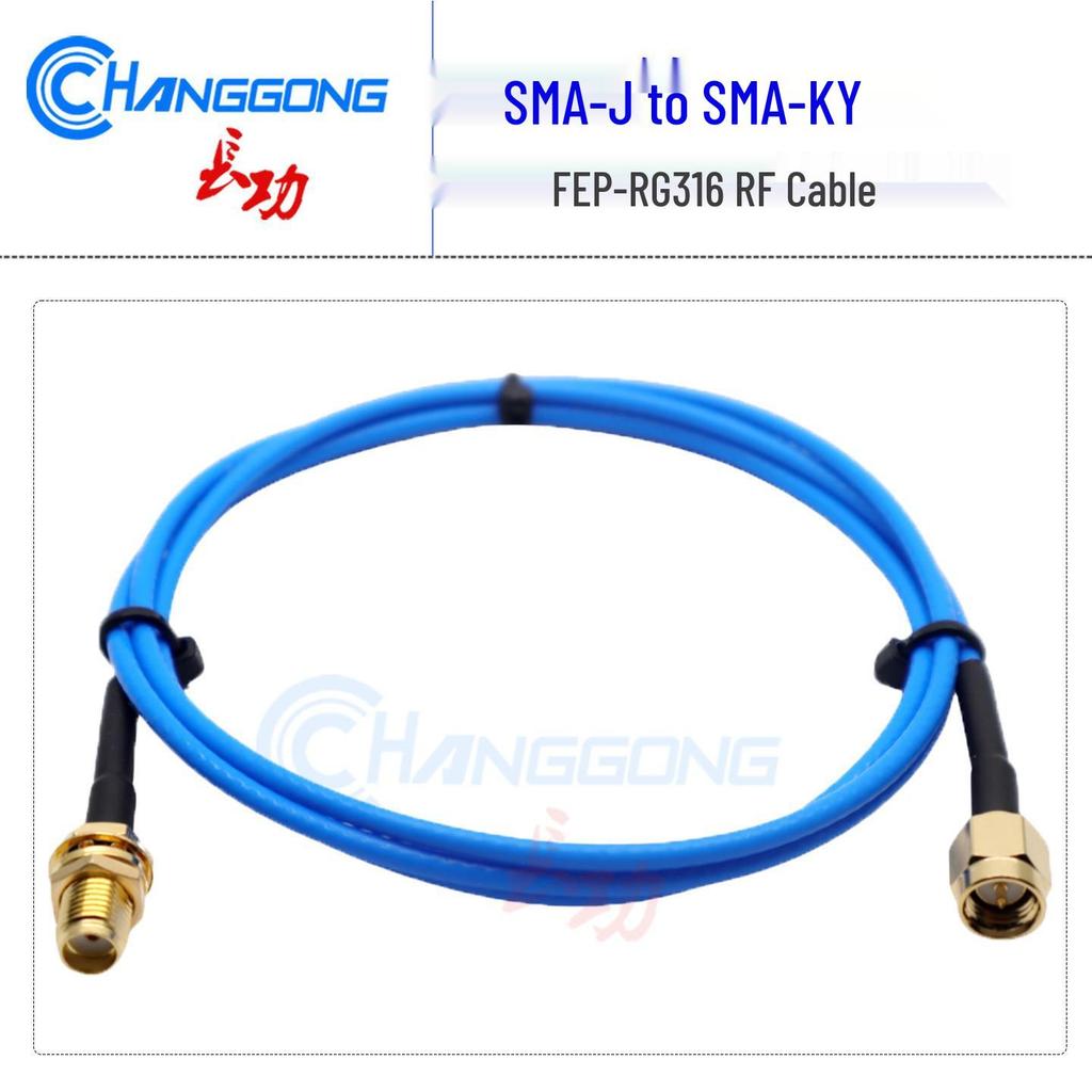 SMA Male-Female Blue RG316 Connector Cable, SMA-J to SMA-K, Low VSWR, 6GHz.