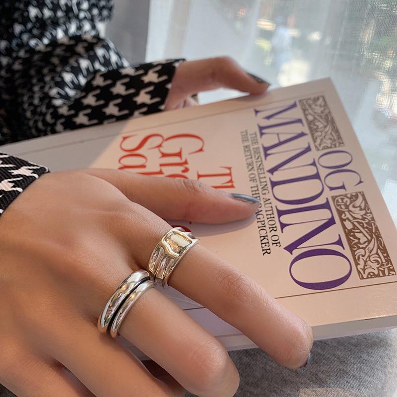 Chic Sterling 925 Silver Wide Ring Featuring Modern Geometric Patterns For Women