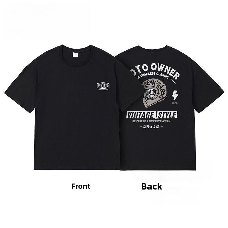 

Mens Tshirt Retro Motorcycle Owner Series Male and Female Couples American Casual Summer Cotton Loose Shortsleeved Tshirt 3XL