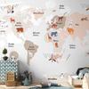 Wallpaper - World Map In Beige Tones For A Child's Room