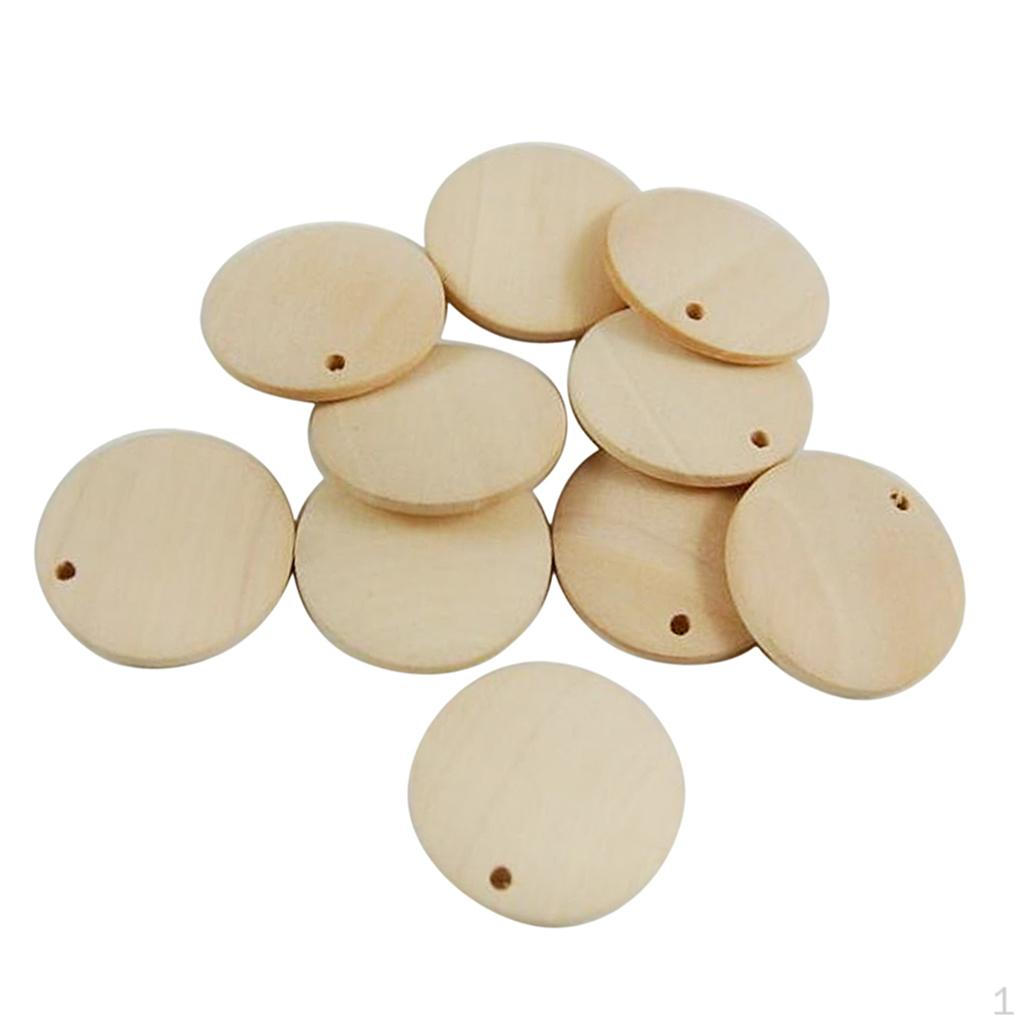 100 Pieces of Wooden Discs Round Circles with Hanging