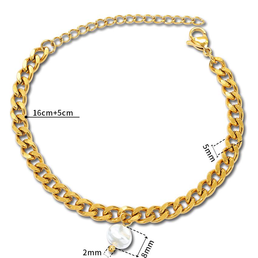 

Pearl Pendant Bracelet Titanium Steel Does Not Fade Cuban Chain Women S Simple Stainless Steel Jewelry золотий