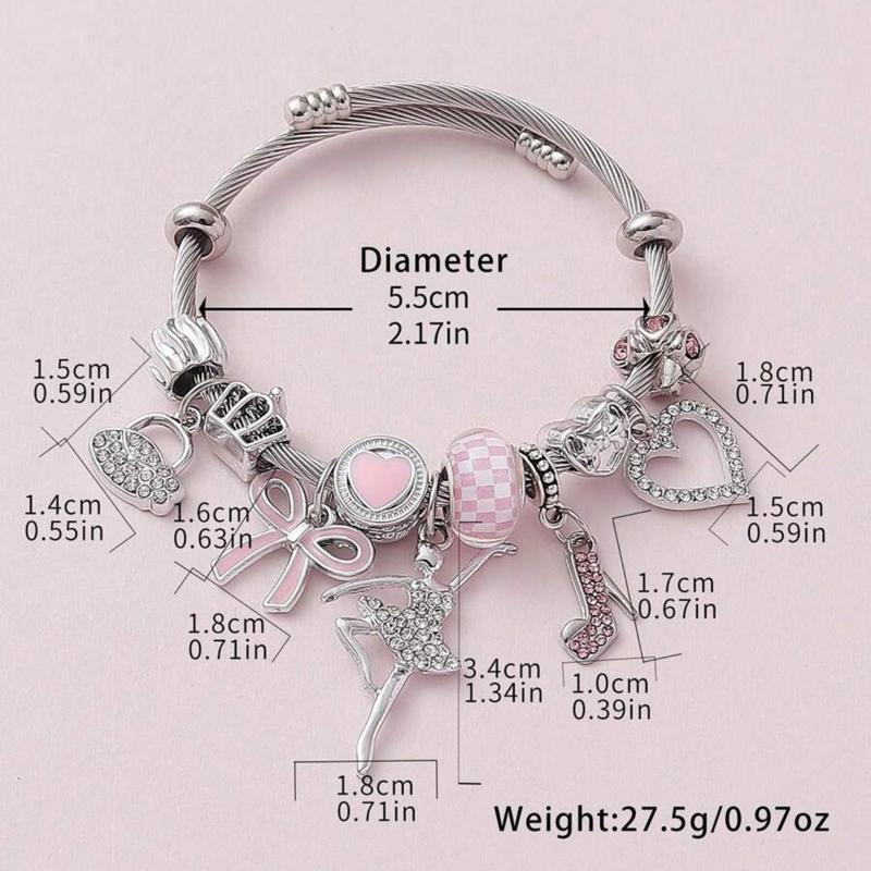 Trendy Women's Bow Heart Link Bracelet Comfortable Adjustable Fashion Jewelry for Party Date Travel