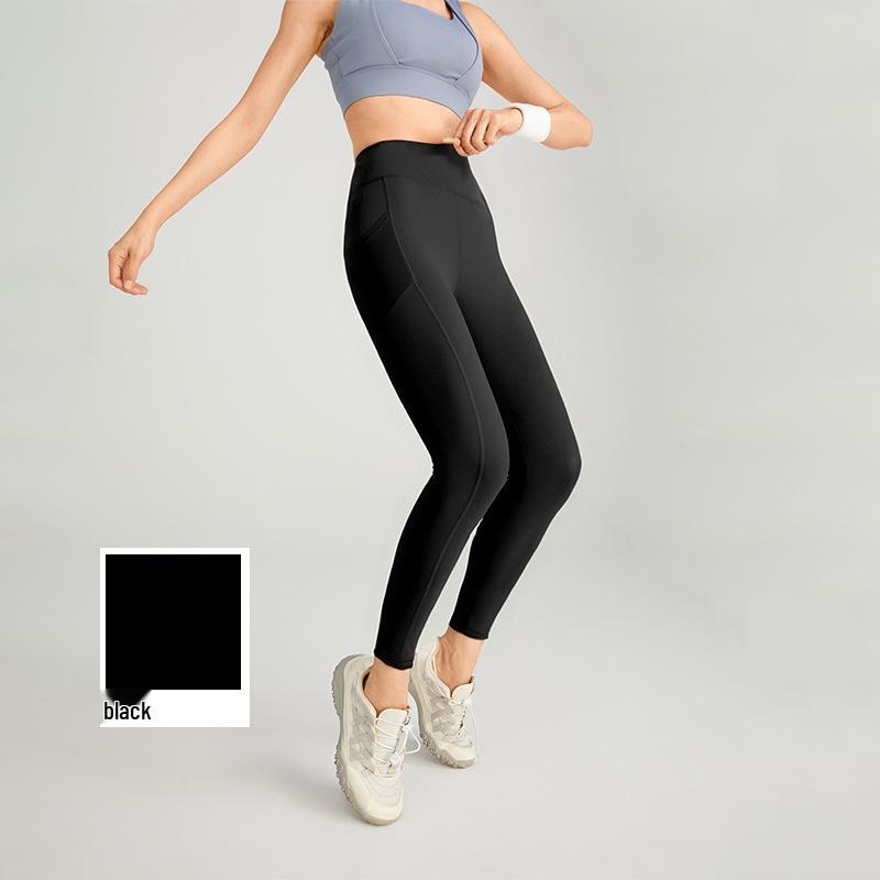 High-Waist Butt-Lifting Women's Yoga Pants with Side Pockets - Slim Fit, Leg-Slimming Fitness Leggings