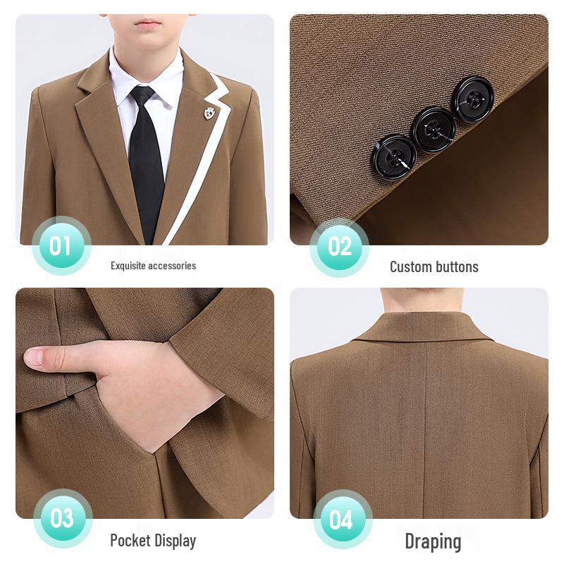 Boys' British Gentleman Suit Set - Formal Wear for Piano, Host Speech, or First Birthday