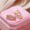 Kinel Pink Zircon Square Englische Ohrringe für Frauen