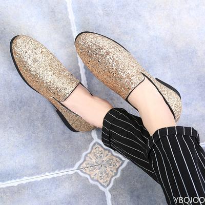 Glitter Merk Schoenen Heren Designer Luxe Loafers Heren Schoenen Britse Stijl Zilver Goud Heren Schoenen Casual Grote Maten Zapatos Hombre