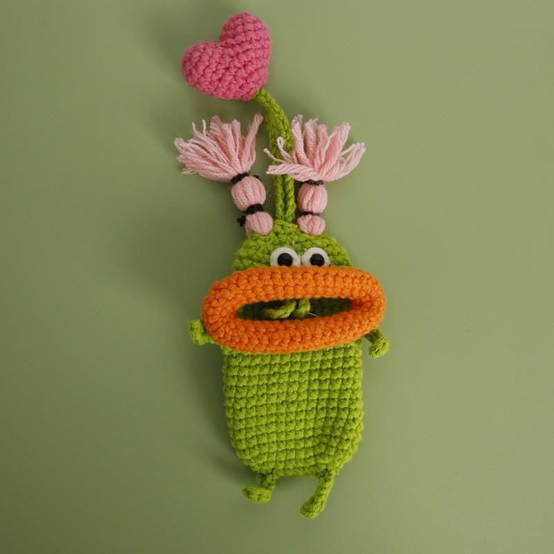 Cute Fruit Series Sausage Mouth Doll Crochet Keychains Custom Knitting Bag For Car Keys Holder Funny Doll Bag For Keys Storage