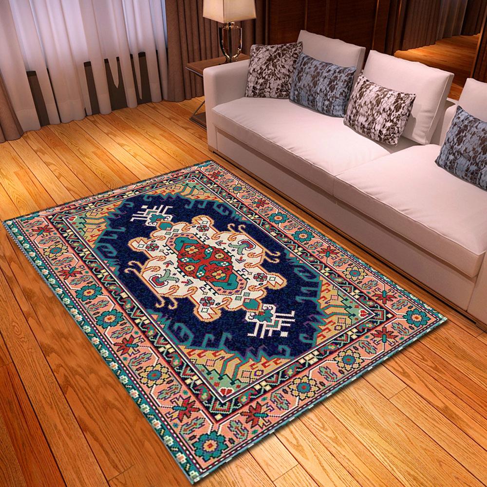 National Style Retro European Pattern Large Carpet Square Floor Mat Striped