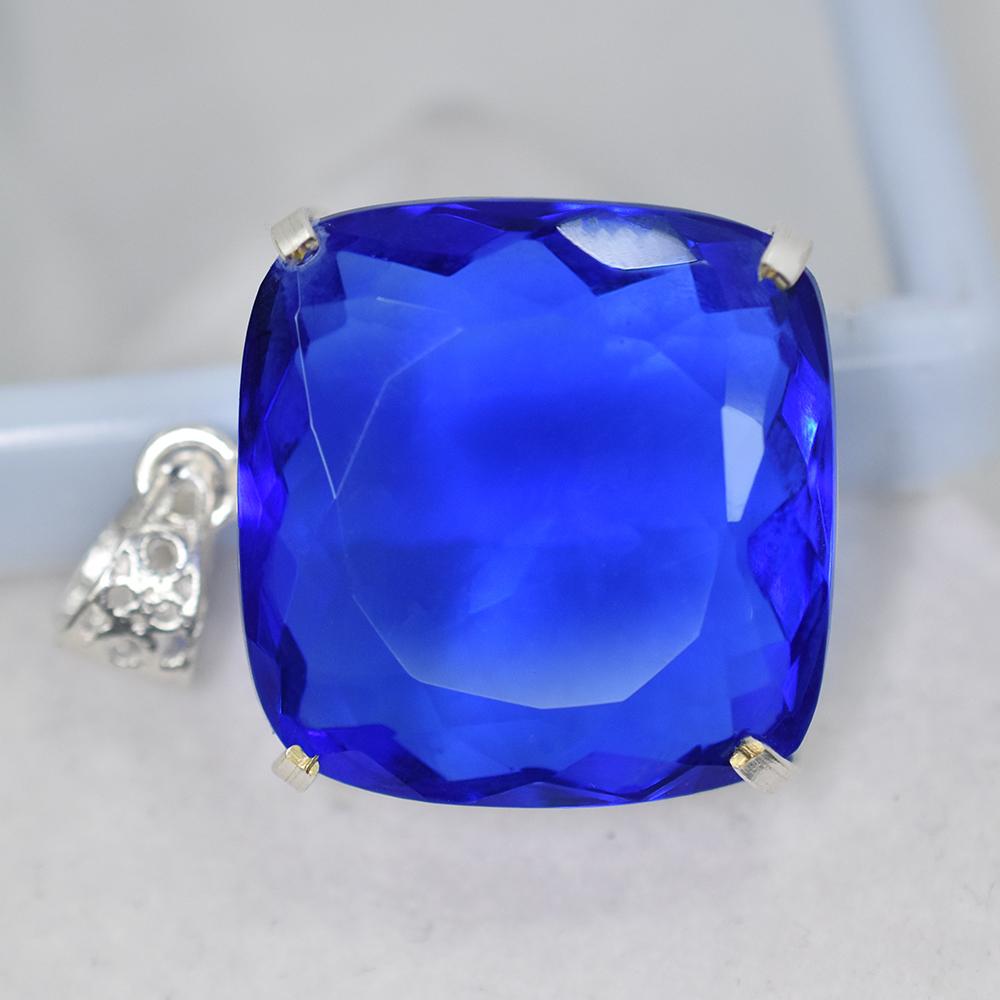 Brazilian Topaz 94 Ct CERTIFIED 925 Sterling Silver Cushion Cut Pendant AI-91-NS