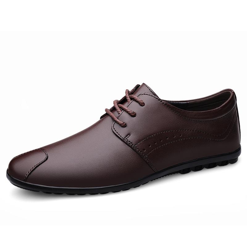 

28 Men S And Women S Shoes Flat Casual Shoes Doudou Shoes Spring Low-Top Cowhide Leather Shoes Single Shoes 36 коричневый