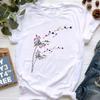 New Summer  Dandelion Butterfly Print Women Tshirt Casual White and Black T-shirt Funny T Shirt Gift for Lady Young Girl Tops
