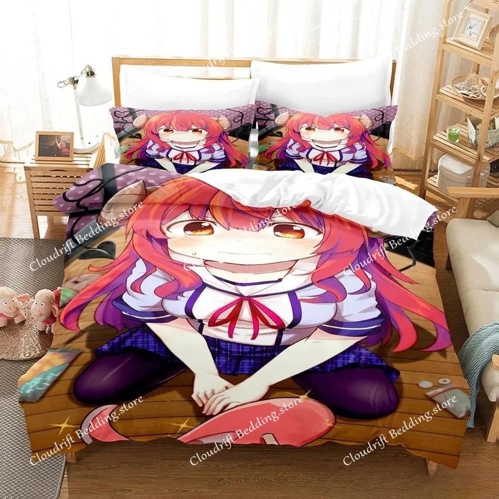 New Anime Girls The Demon Girl Next Door Bedding Set Single Twin Full Queen King Size Bed Set Adult Kid Bedroom Duvet cover Sets