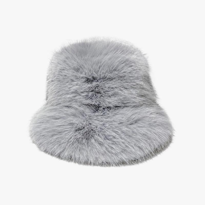 White Plush Hat for Women In Winter Korean Style Showing Small Thickened Warm Fisherman Hat Japanese Big Head Circumference Cold Hat Trendy