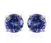 Round Cut Natural Tanzanite Gemstone 925 Sterling Silver Solitaire Stud Earrings