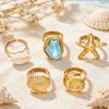 3/5Pcs Gold Color Finger Open Rings Conch Geometric Rings Vintage Starfish Open Ring Set  Women