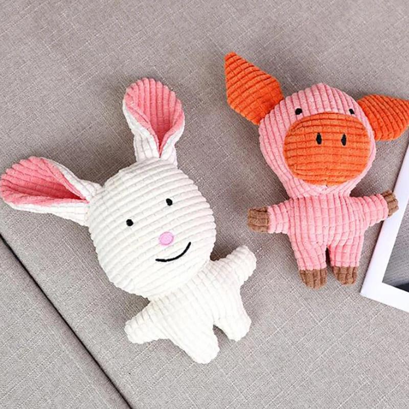 Animal Shape Plush Dog Toy Squeaky Pet Chew Toy Small Large Dogs Bite Resistant Teeth Cleaning Puppy Teething Aid Durable Play
