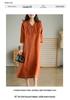 2024 Summer Artistic Loose Patchwork Cotton Linen V-Neck Mid-Length Dress with Five-Point Sleeves