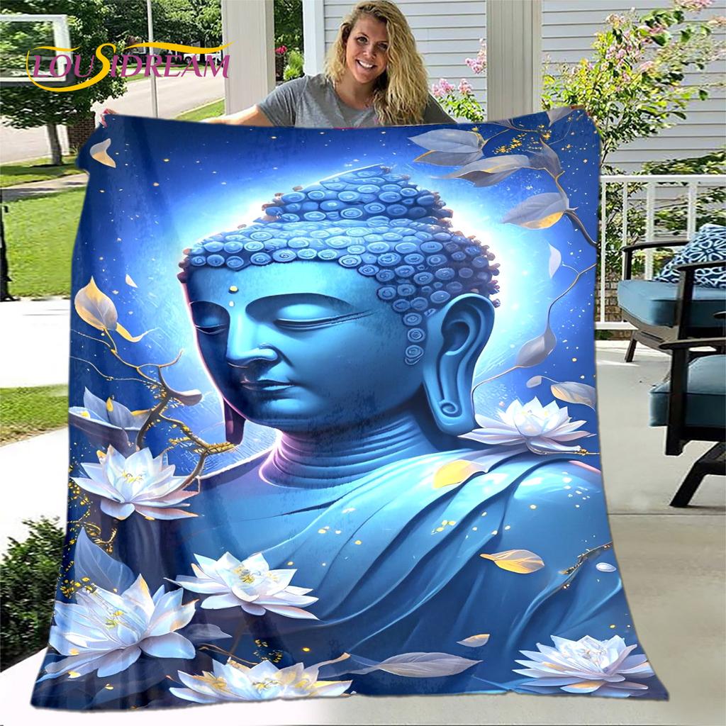 3D Šákjamuni Buddha Guanyin Bódhisattva Buddhismus Víra Náboženství Deka Měkká deka pro domácnost Modlete se Ložnice Postele na pohovku