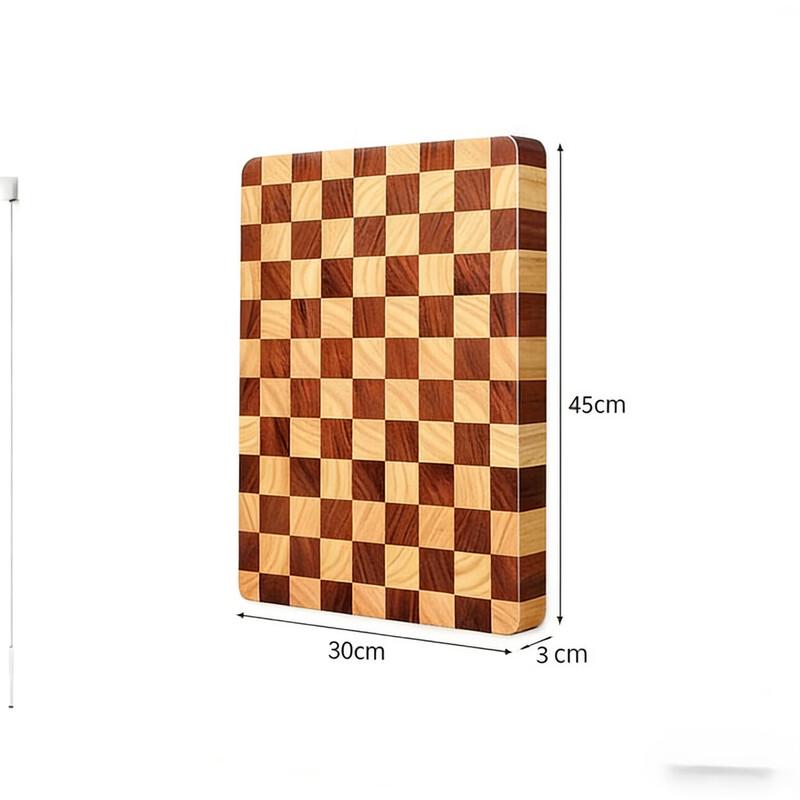 Schackrutigt skärbräde i akacia och ek