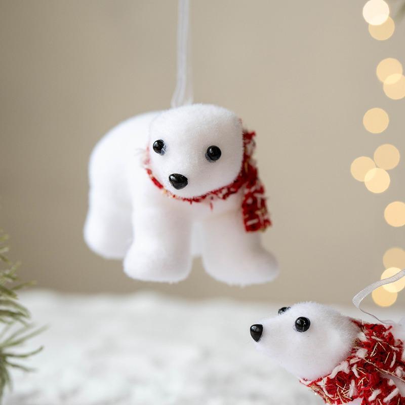 Mini Christmas Bear Pendant White Plush Cute Bear Ornaments Cute Animal Polar Bear Christmas Tree Decora New Year 2026 Kid Gifts