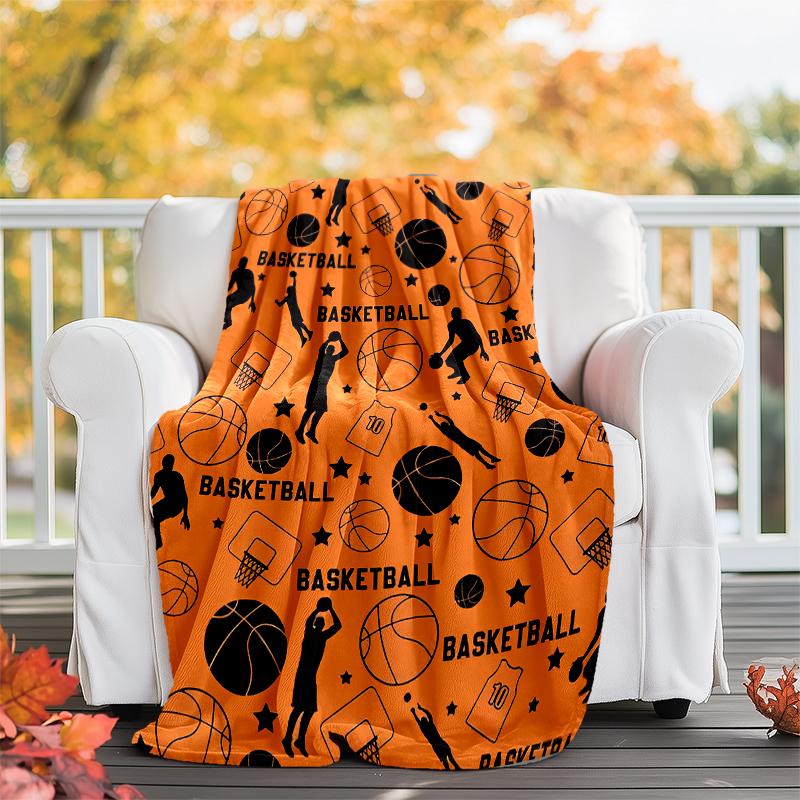 Basketball Theme Printed Blanket - Perfect for Couch, Bed, Travel & Outdoor Use | Machine Washable, Cozy & Durable.