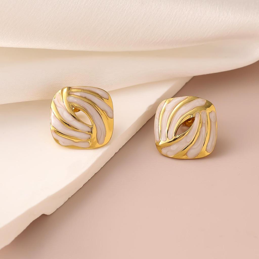 French Enamel Drip Oil Earrings: Stainless Steel, Irregular, Titanium Women's Luxury