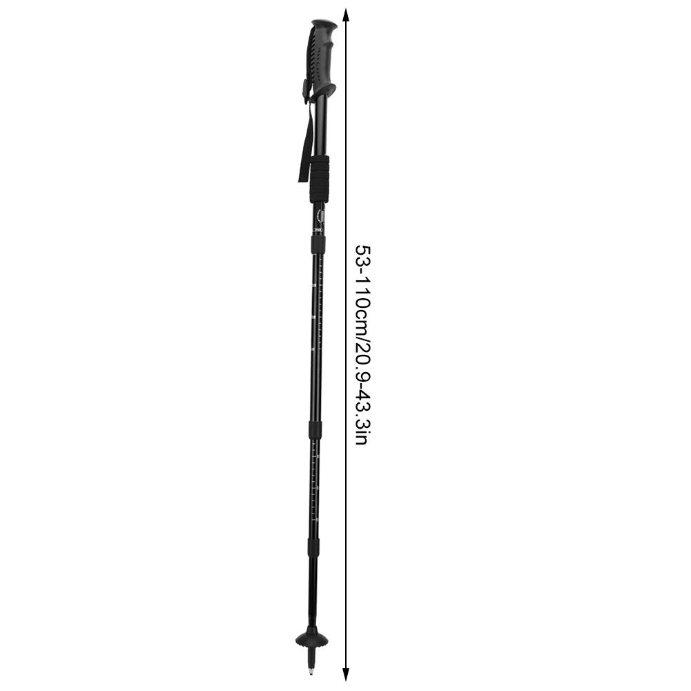 Outdoor Aluminium Alloy 4-Sections Suspension Straight Handle Pole Walking Stick Alpenstock for Climbing Camping