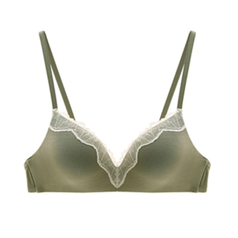 French Thin Lace Underwear Small Chest Push-up Sexy Bra Without Steel Ring Adjustable Girl Bra