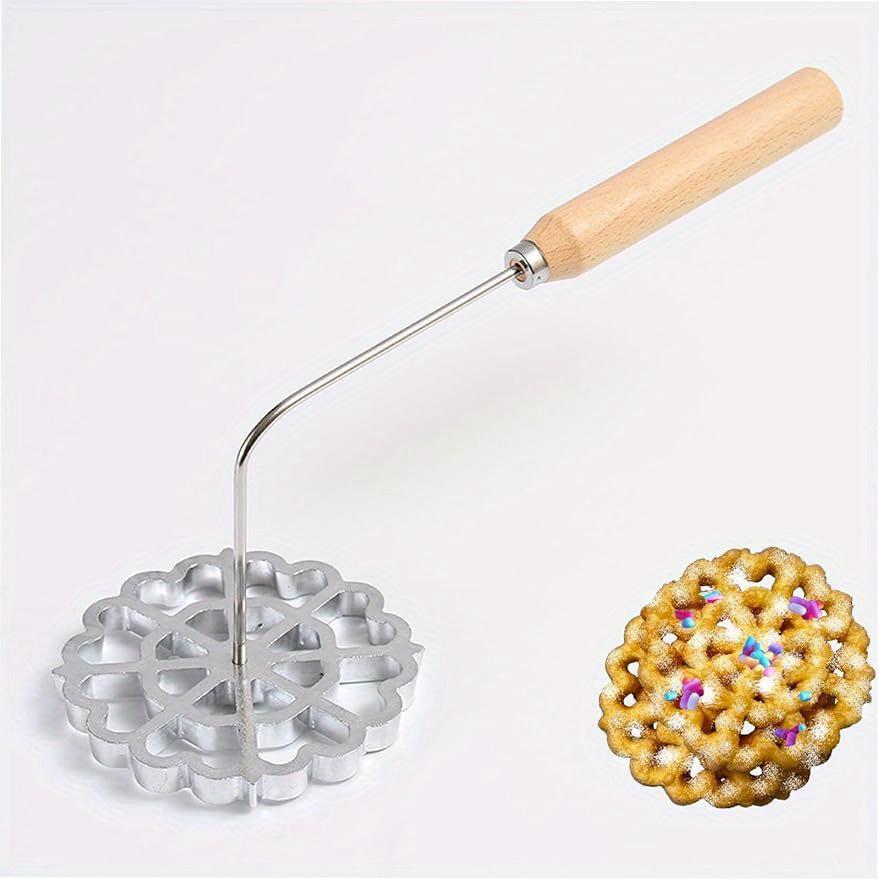 Bunuelos Mold with Handle, 4.7'' Rosette Achappam Mold Non-Stick Timbale Mold for Easy and Fun Kitchen Cooking and Baking Untensils