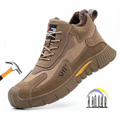 Zapatos de trabajo de invierno, zapatos de seguridad cálidos, zapatillas de seguridad con puntera de acero, zapatos de protección para el trabajo, botas de trabajo antipinchazos para hombres