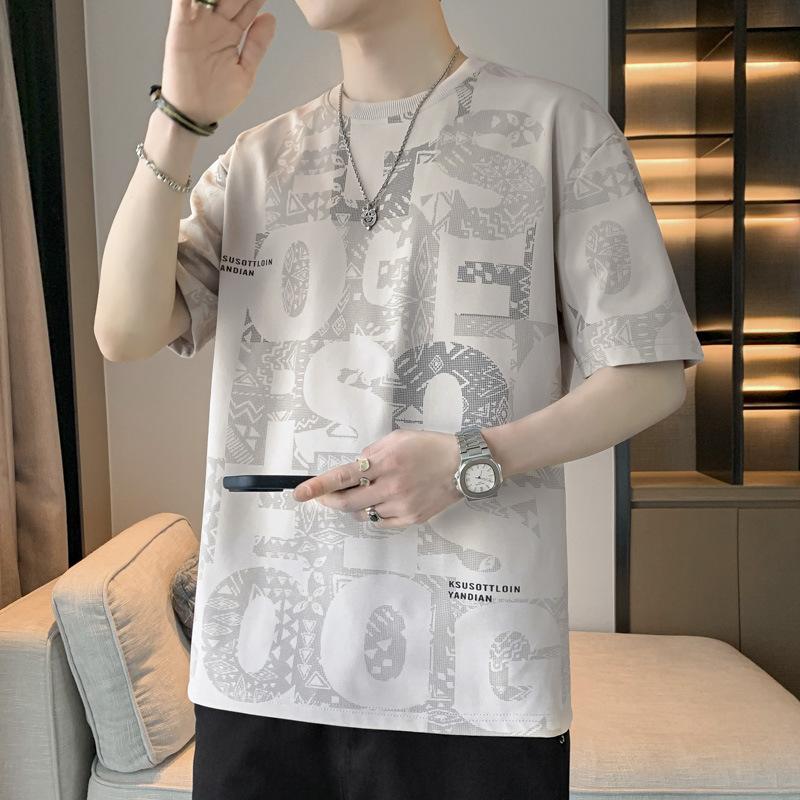 Men Full Print Letter Graphic Oversized T Shirt Casual Loose Fit Summer Top