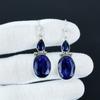 Elegant Blue Sapphire Gemstone Earrings, 925 Sterling Silver Earrings, Unique Design Jewelry, Dangle Drop Earrings For Birthday Gifts