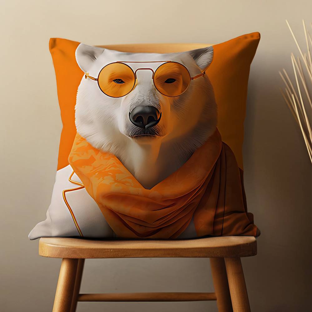 Dress Art Cartoon Bear Pillow Case Living Room Sofa Cushion Cover Suitable For Home Bedroom Decoration And Protector