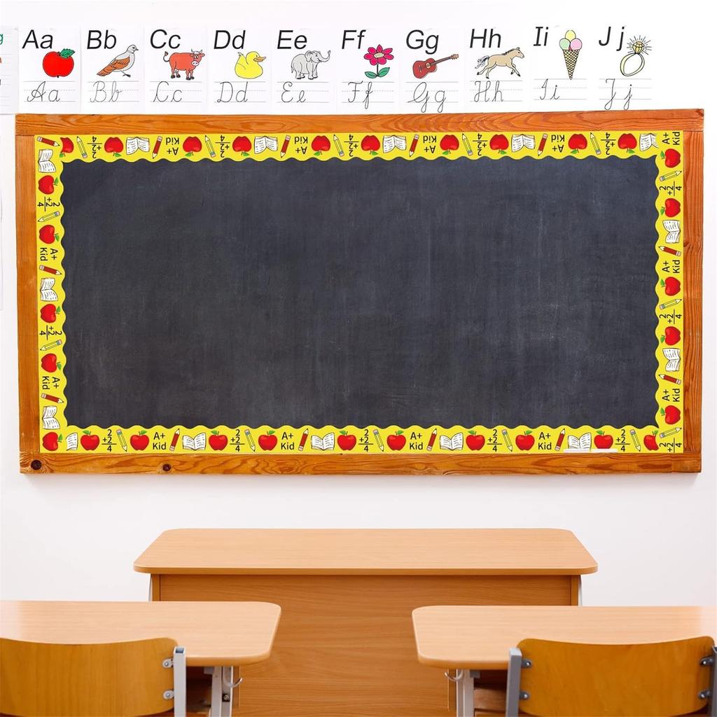 6 Pcs ABC 123 Bus Printed Bulletin Board Border Colorful Bulletin Border Trim Bulletin Board Stickers for Classroom