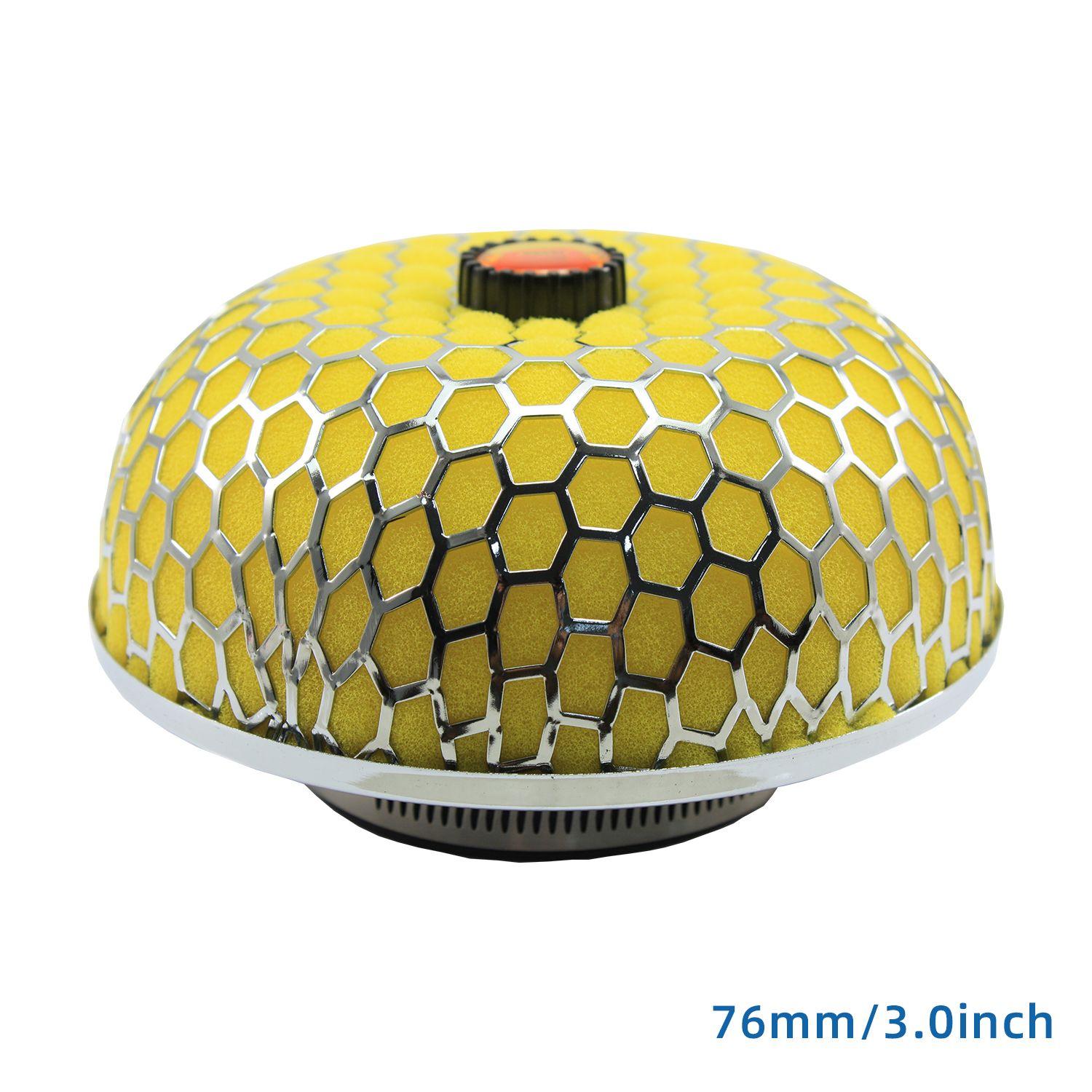 

Universal Cold Intake Air Filter 76mm 3inch Performance Washable Sport Mushroom Filter with Cover High Flow Racing Cone Filter жовтий