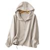 2026 Spring/Summer Hooded Windbreaker with Batwing Sleeves - Raw Cotton Linen Sun Cover-Up