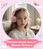 KONNAO Upgrade USB Type C Kids Headphones with Wired Headphones for Boys and Volume Limit Adjustable Microphone, Girls, 85dB/94dB (Pink)