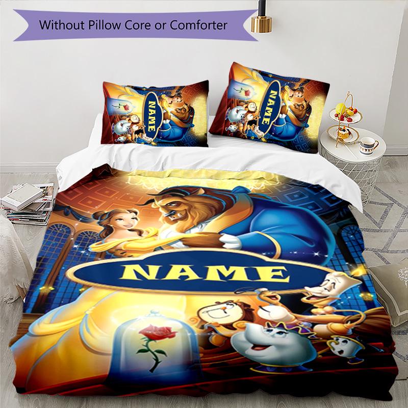 3pcs Princess9 Cover Set - Personalized Name, HD Printed Bedding with 1 Cover and 2 Pillowcases - Perfect for Home Decor, Easy Care