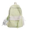 Schoolbag Qingti Milk Green New Korean Version Contrasting Color Plaid Backpack Student Schoolbag Women's Large-capacity Simple Versatile Backpack