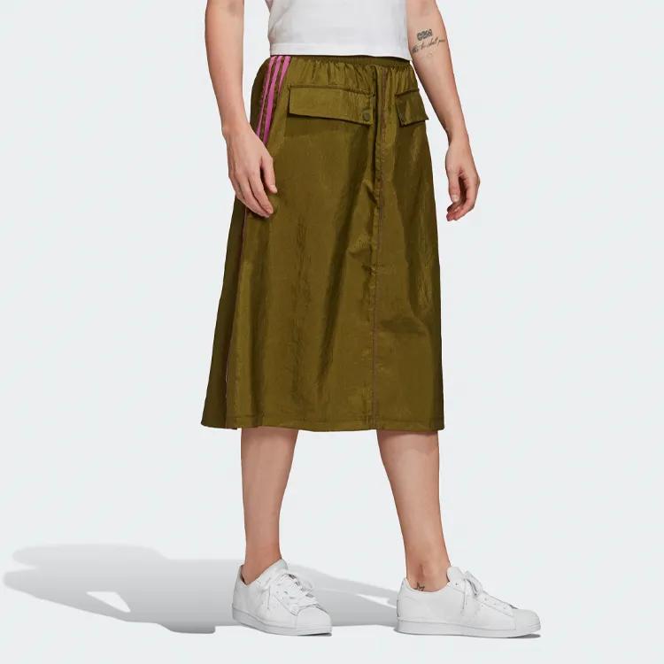 Adidas Originals Casual Long Skirts Women's Olive Green Thin Mid Length A Line Skirt (Unisex) Casual Long Skirts FL4085