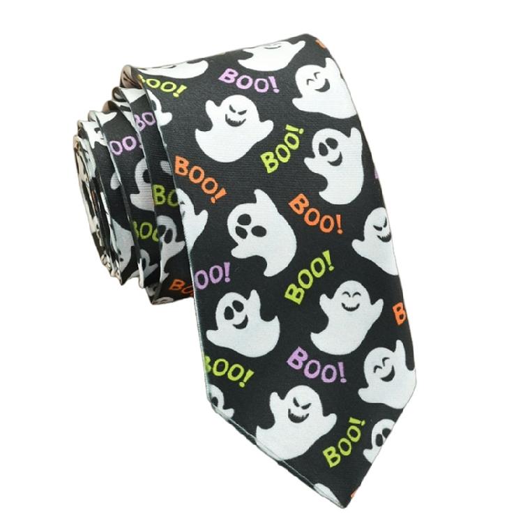 

Halloween Punk Theme Necktie with Scary Theme Pattern Cosplay Event Costume Accessory Neckwear for Suit And Party Wear