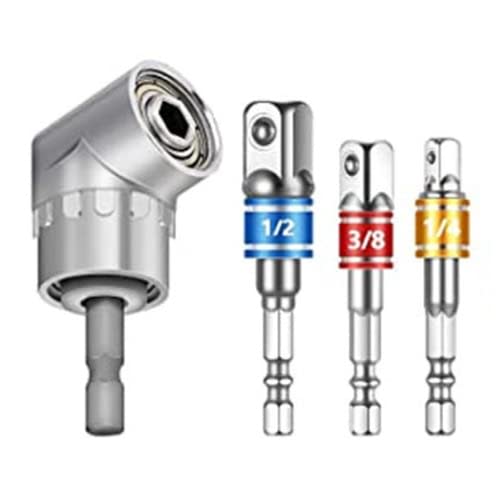 3-Piece Silver L-Shaped Socket Adapter Set for Impact Drivers, Electric Screwdrivers, and DIY Drives