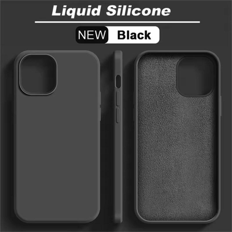 Original Phone Case For iPhone 11 12 13 14 15 16 Pro Max Luxury Liquid Silicone Cases For 7 8 Plus X XS XR Shockproof Soft Cover